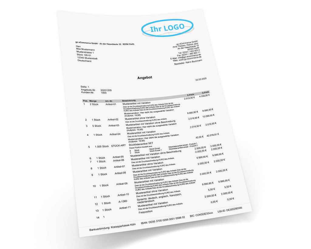 Druckvorlage ANGEBOT 2.0