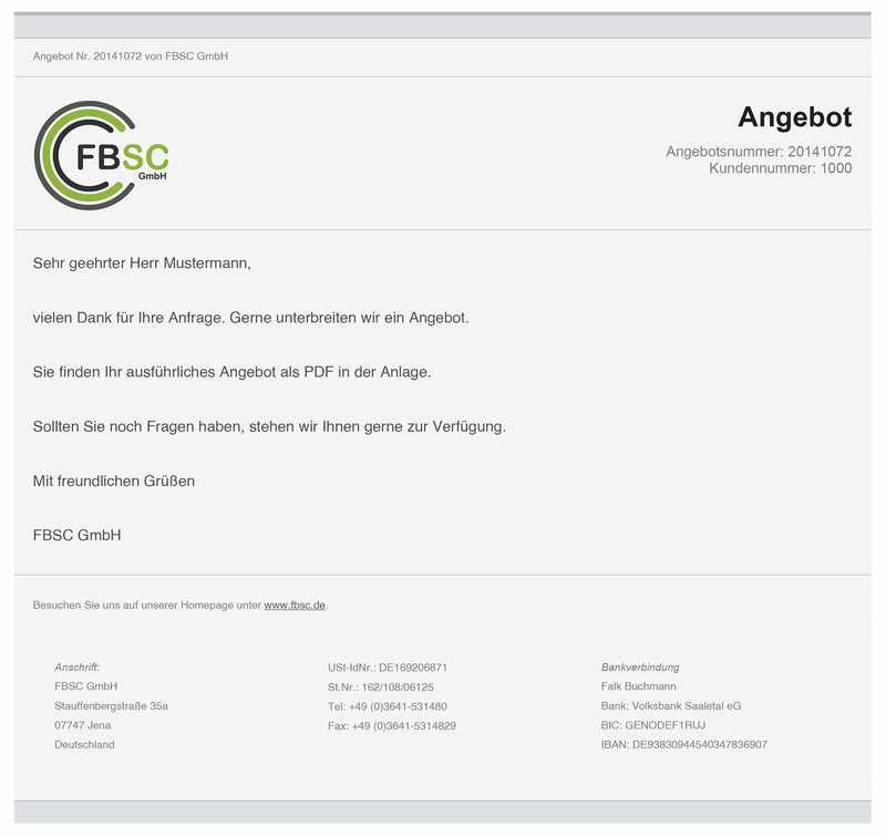 E-Mailtexte slim (Set) für JTL Druckvorlagen 2.0