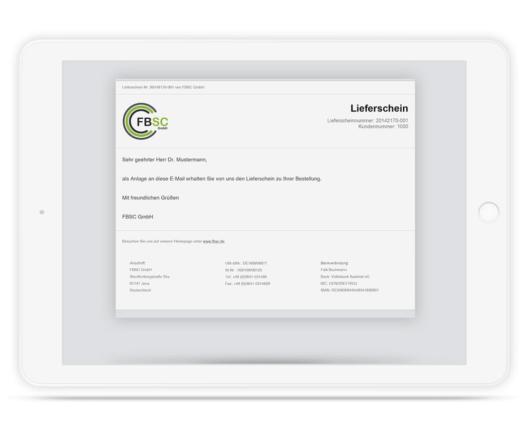 E-Mailtext slim für JTL Druckvorlage Lieferschein