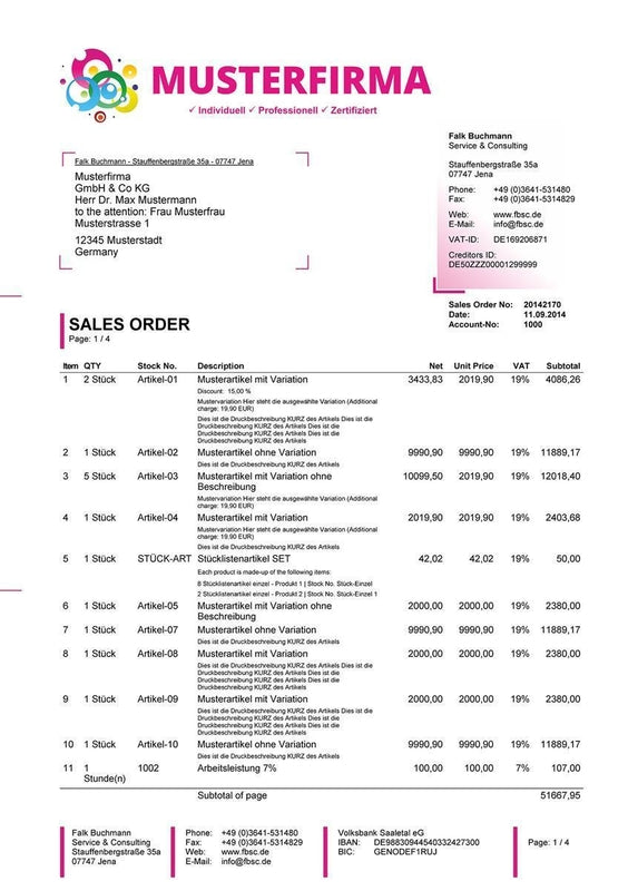 Druckvorlage AUFTRAGSBESTÄTIGUNG englisch für JTL-Wawi