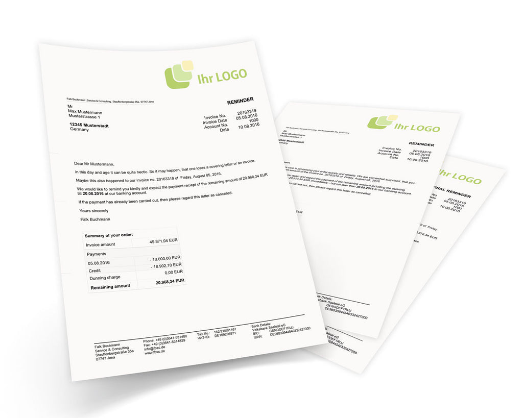 JTL Druckvorlagen (Set) MAHNUNG für JTL Wawi - englisch