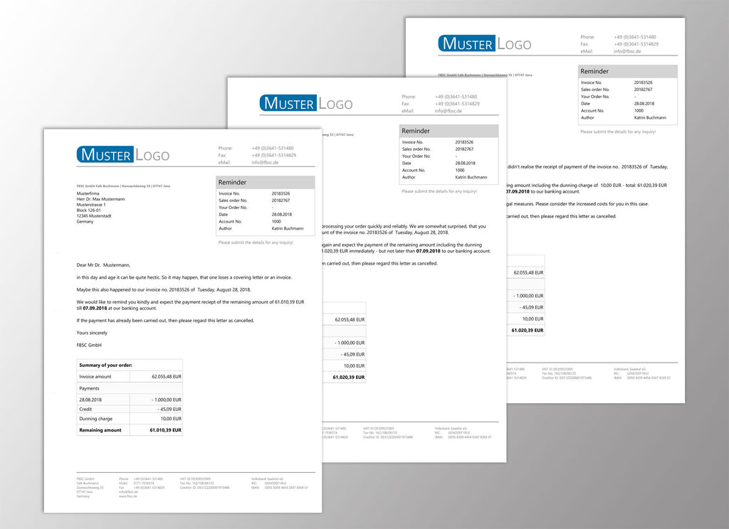 JTL Druckvorlagen (Set) MAHNUNG für JTL Wawi - EXCELLENT- englisch