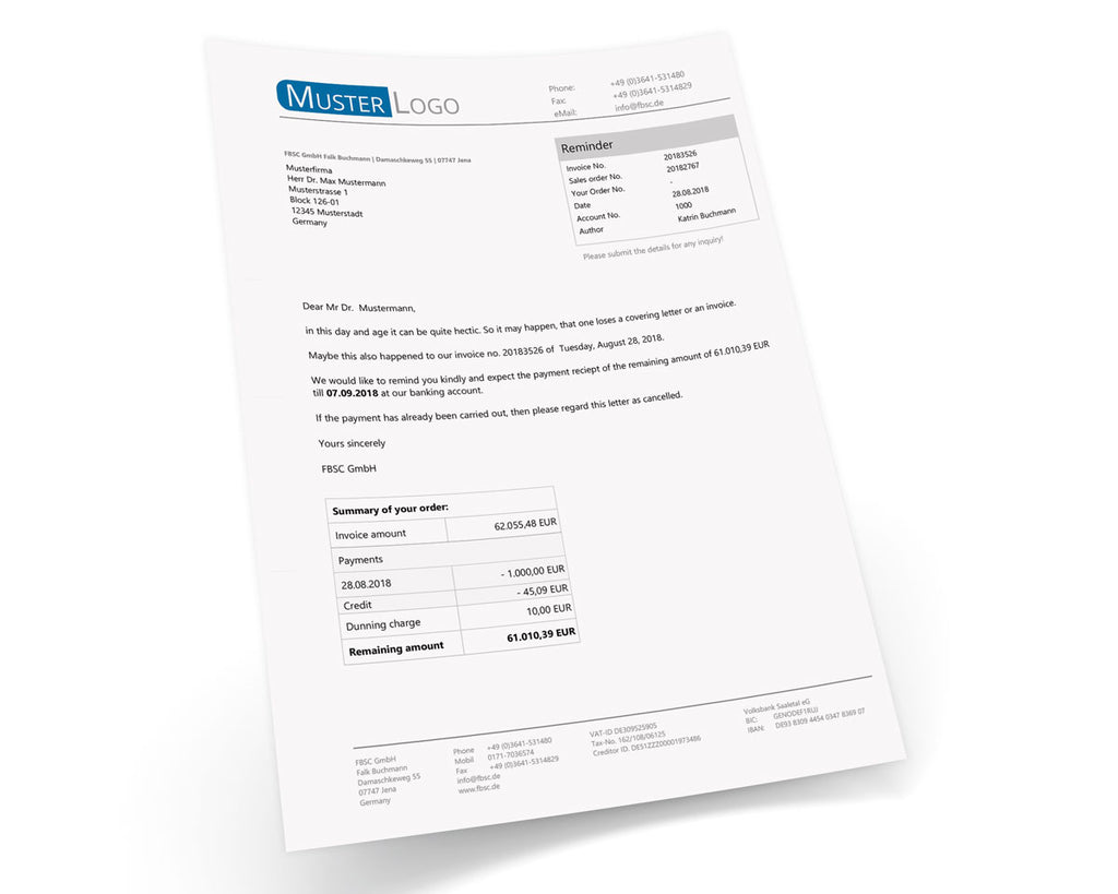 JTL Druckvorlagen (Set) MAHNUNG für JTL Wawi - EXCELLENT- englisch