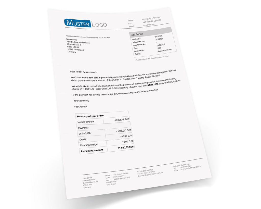JTL Druckvorlagen (Set) MAHNUNG für JTL Wawi - EXCELLENT- englisch