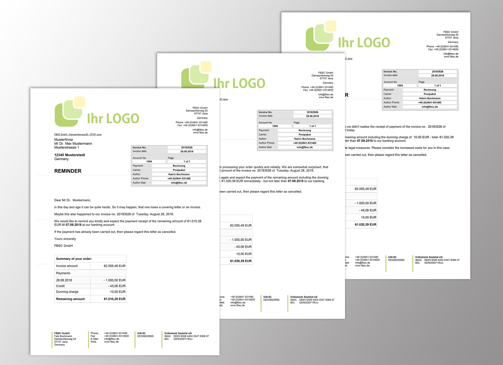 JTL Druckvorlagen (Set) MAHNUNG für JTL Wawi - PREMIUM- englisch