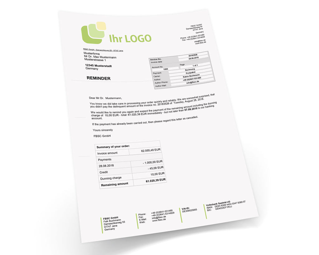 JTL Druckvorlagen (Set) MAHNUNG für JTL Wawi - PREMIUM- englisch