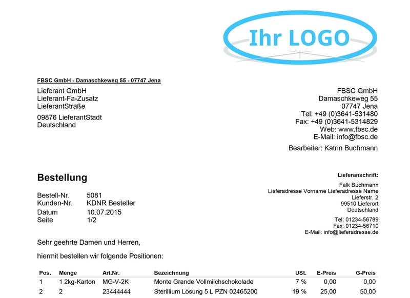 LIEFERANTENBESTELLUNG für JTL-Wawi - BASIC
