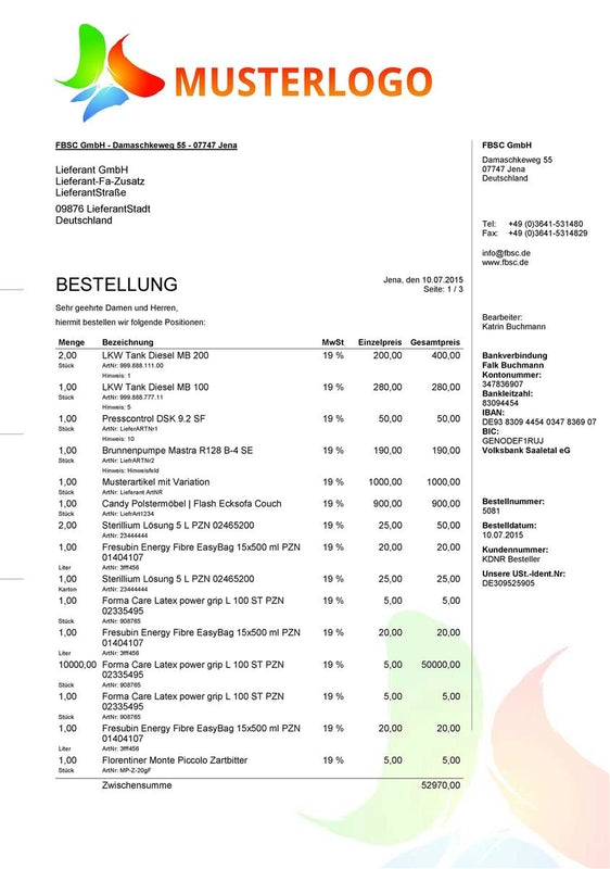 LIEFERANTENBESTELLUNG für JTL-Wawi - BUSINESS