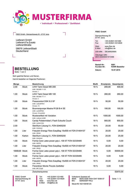 LIEFERANTENBESTELLUNG für JTL-Wawi - CREATIV
