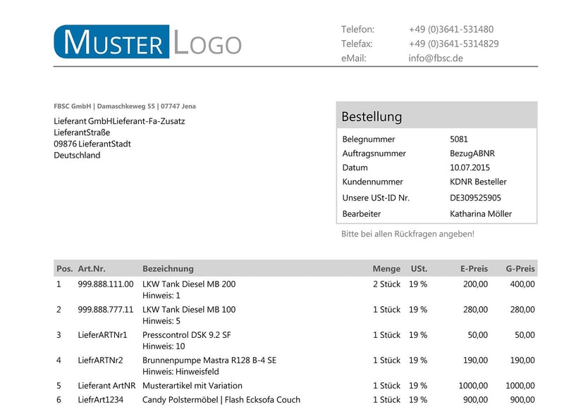 LIEFERANTENBESTELLUNG für JTL-Wawi - EXCELLENT