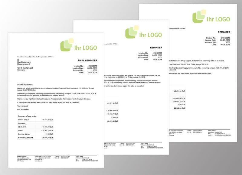 JTL Druckvorlagen (Set) MAHNUNG für JTL Wawi - englisch