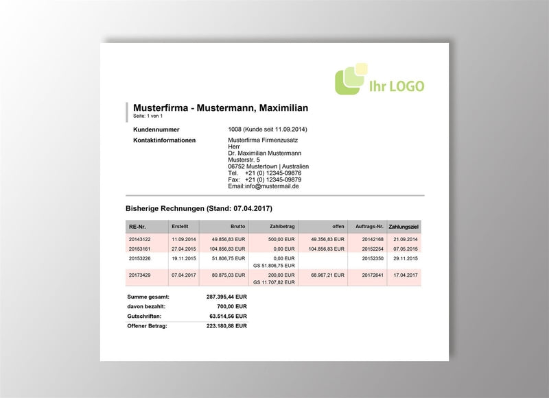 JTL Rechnungsübersicht / Kundendetails