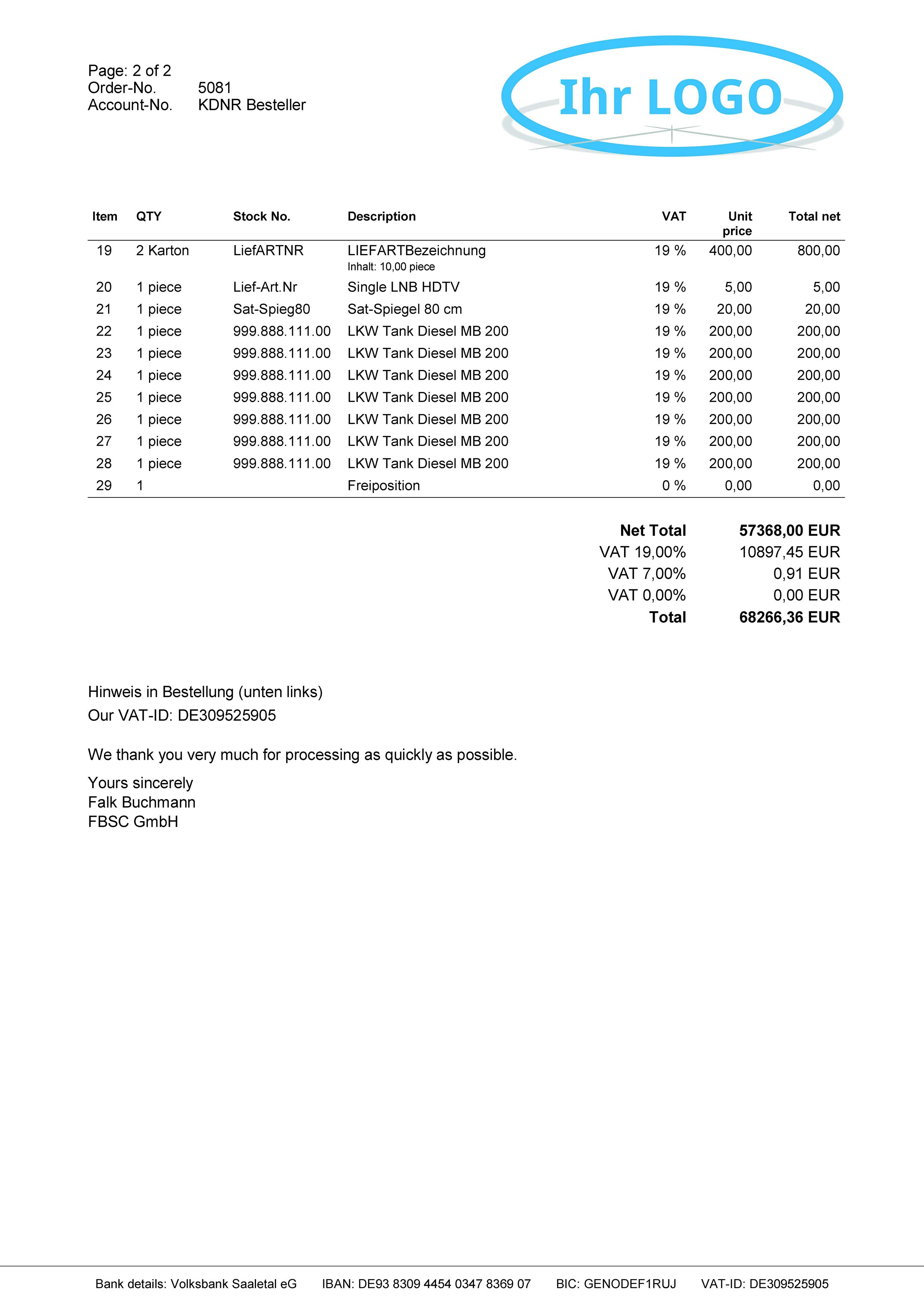 LIEFERANTENBESTELLUNG für JTL-Wawi - BASIC englisch