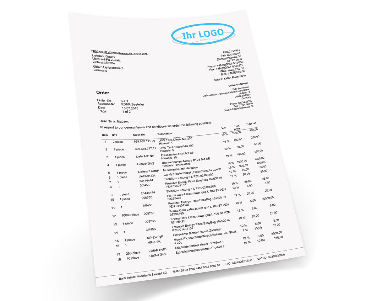 LIEFERANTENBESTELLUNG für JTL-Wawi - BASIC englisch