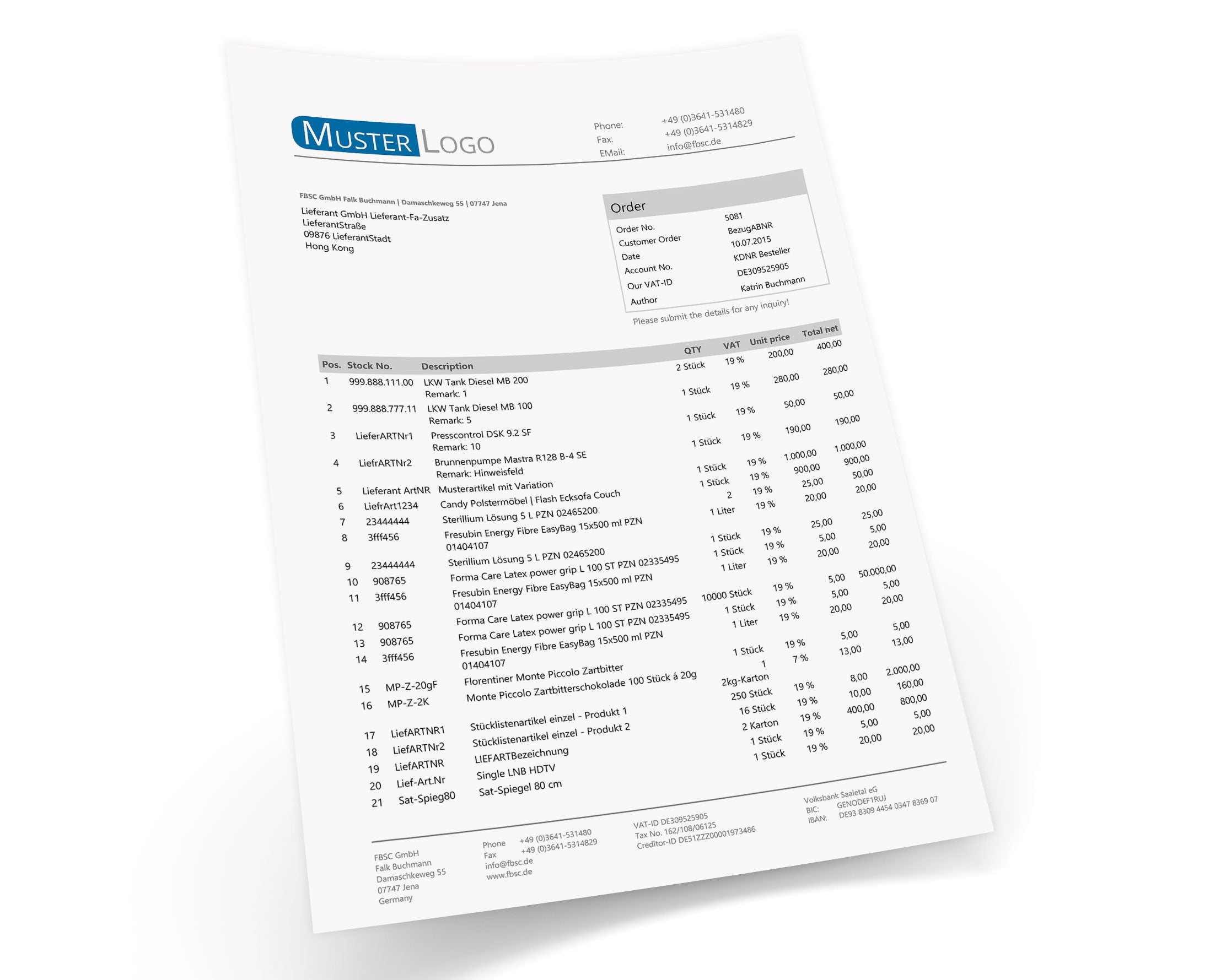 LIEFERANTENBESTELLUNG für JTL-Wawi - EXCELLENT englisch