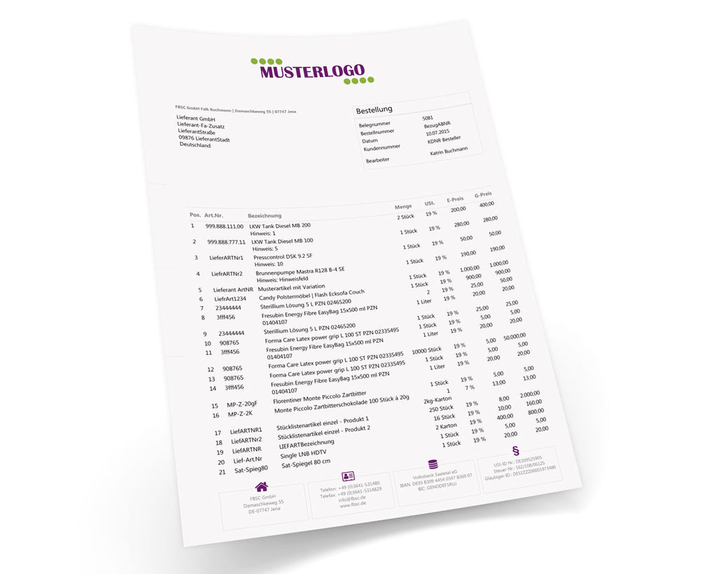 LIEFERANTENBESTELLUNG für JTL-Wawi - JUST FINE