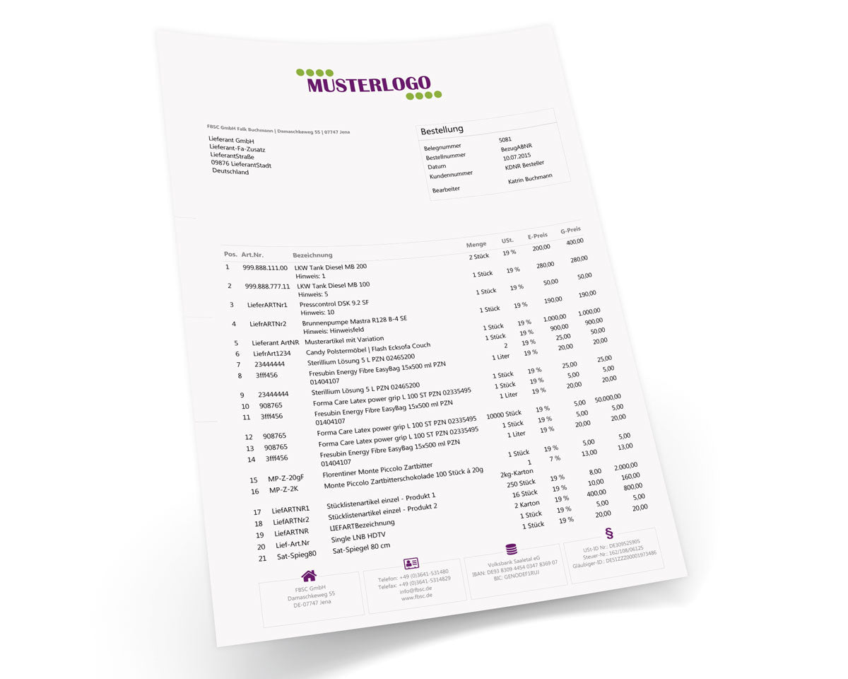 LIEFERANTENBESTELLUNG für JTL-Wawi - JUST FINE