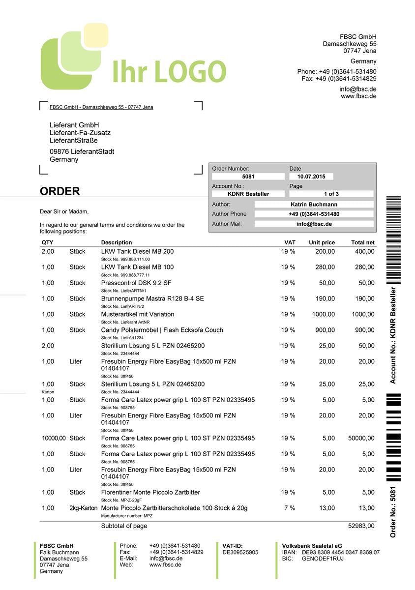 LIEFERANTENBESTELLUNG für JTL-Wawi - PREMIUM englisch