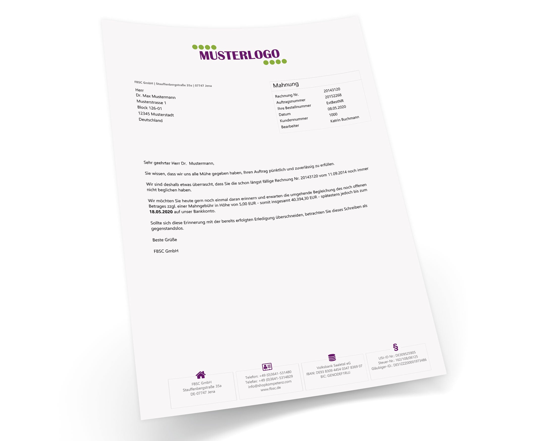 JTL Druckvorlagen (Set) MAHNUNG für JTL Wawi - JUST FINE 2.0