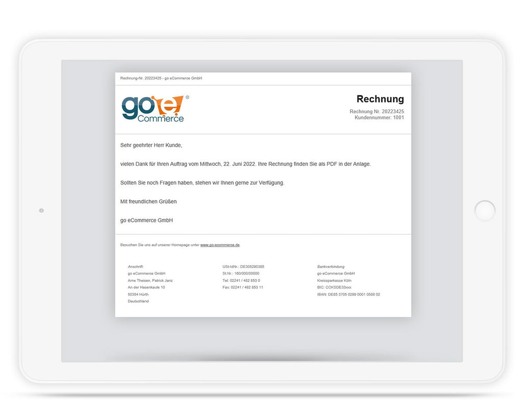 E-Mailtext slim für JTL Druckvorlage 2.0 Rechnung inkl. Proforma/Storno
