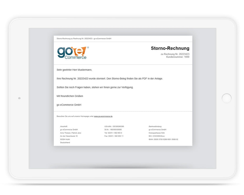 E-Mailtext slim für JTL Druckvorlage 2.0 Rechnung inkl. Proforma/Storno