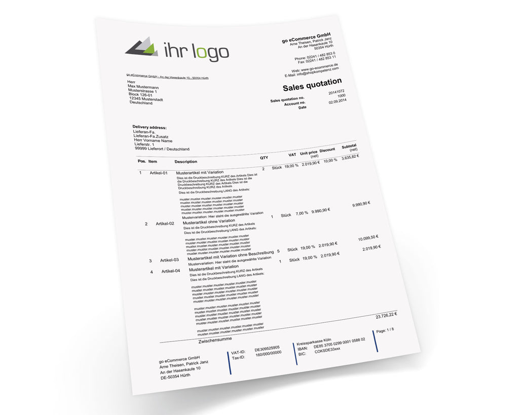 JTL Druckvorlagen (Set) FLEXIBLE - B2B/B2C englisch 2.0