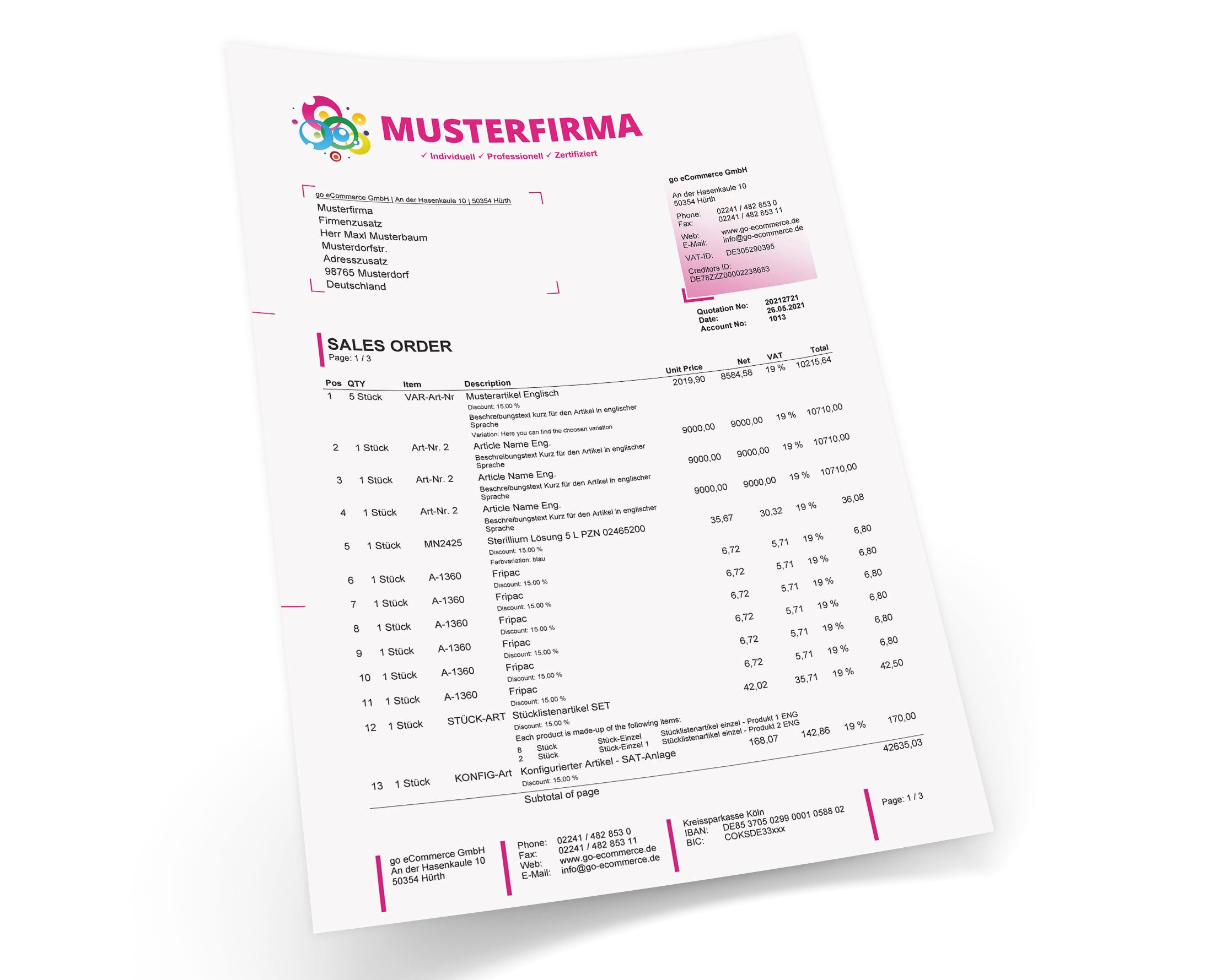 JTL Druckvorlagen (Set) CREATIV englisch 2.0