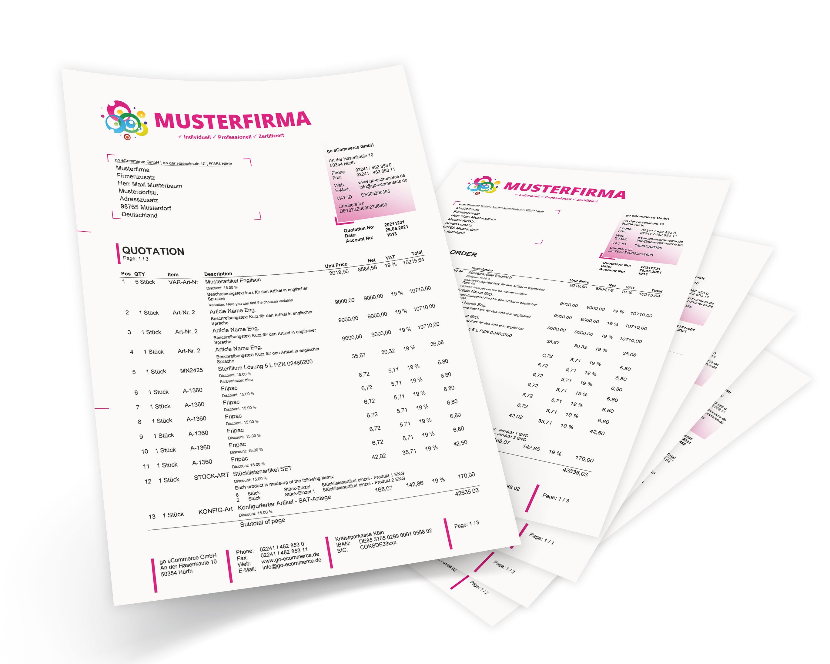 JTL Druckvorlagen (Set) CREATIV englisch 2.0