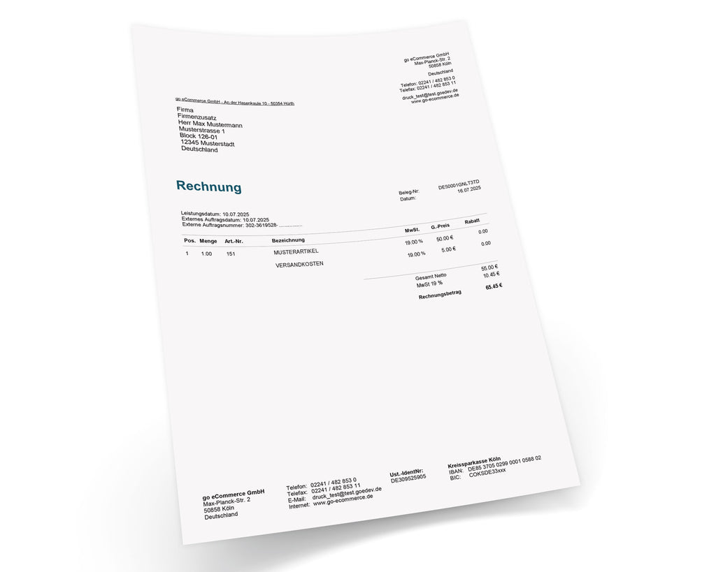 Druckvorlage Externer Beleg VCS-Lite