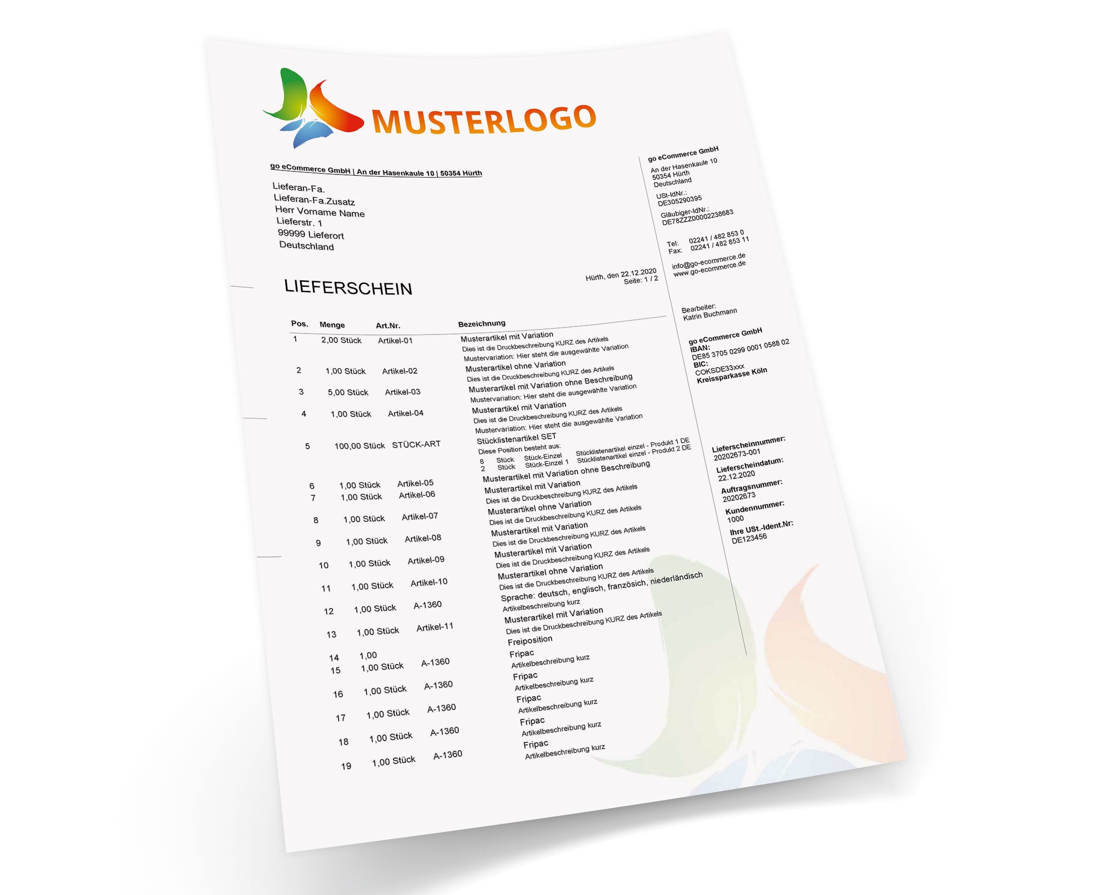 Druckvorlage LIEFERSCHEIN 2.0