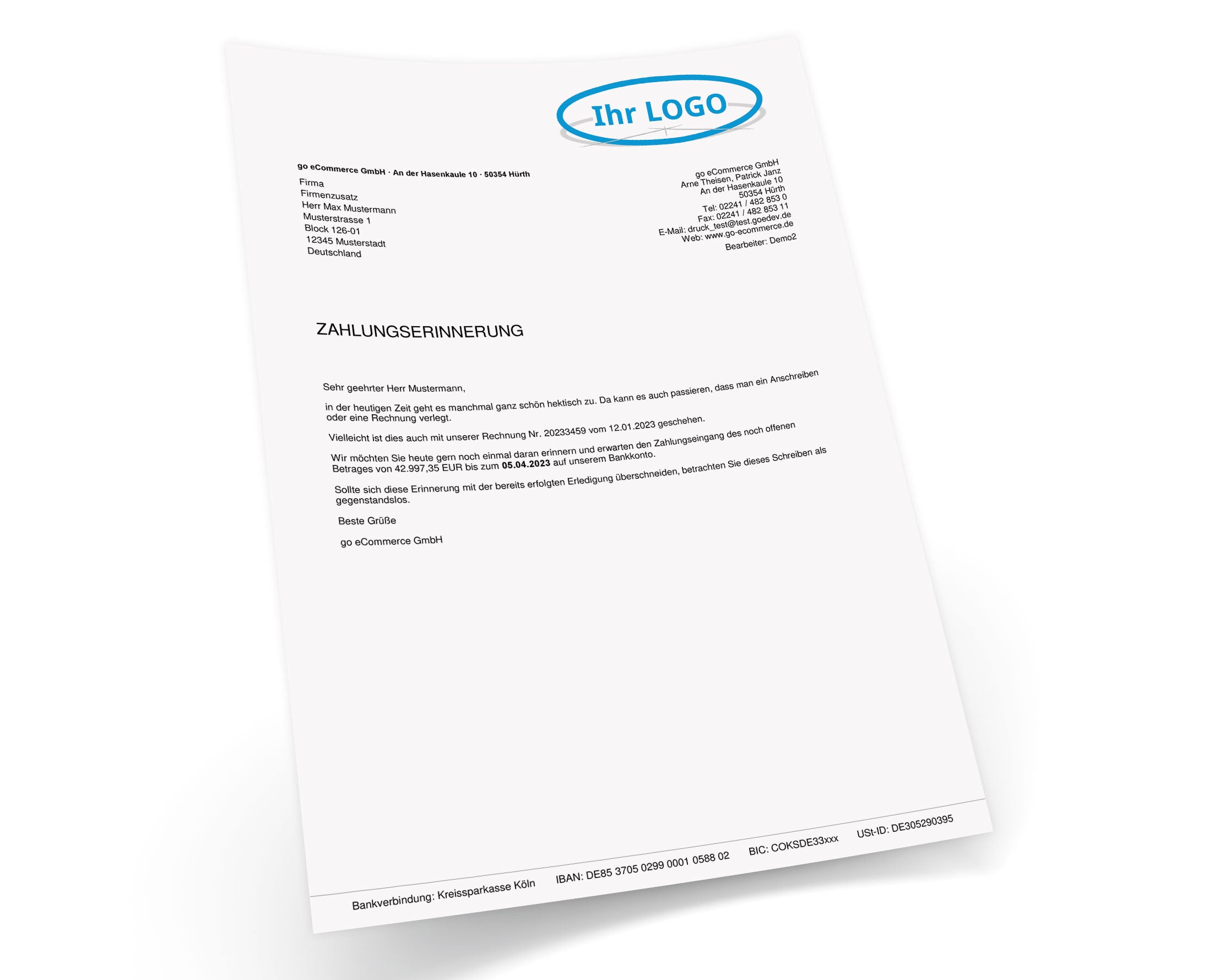 JTL Druckvorlagen (Set) MAHNUNG für JTL Wawi -BASIC 2.0