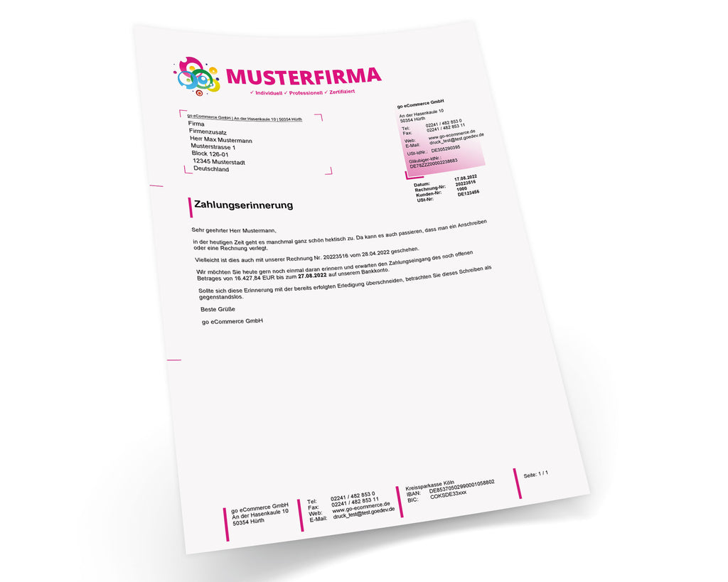 JTL Druckvorlagen (Set) MAHNUNG für JTL Wawi - CREATIV 2.0