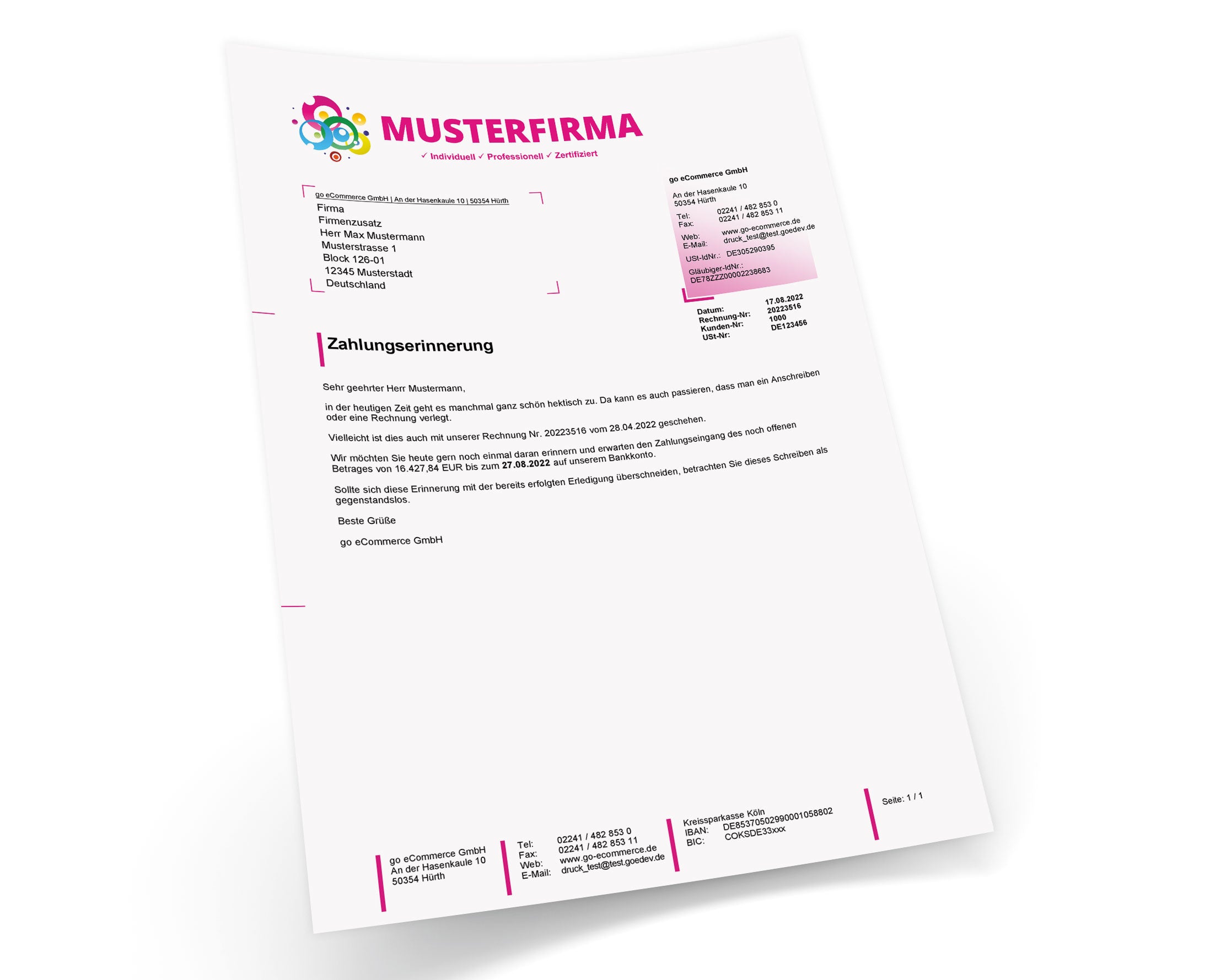 JTL Druckvorlagen (Set) MAHNUNG für JTL Wawi - CREATIV 2.0