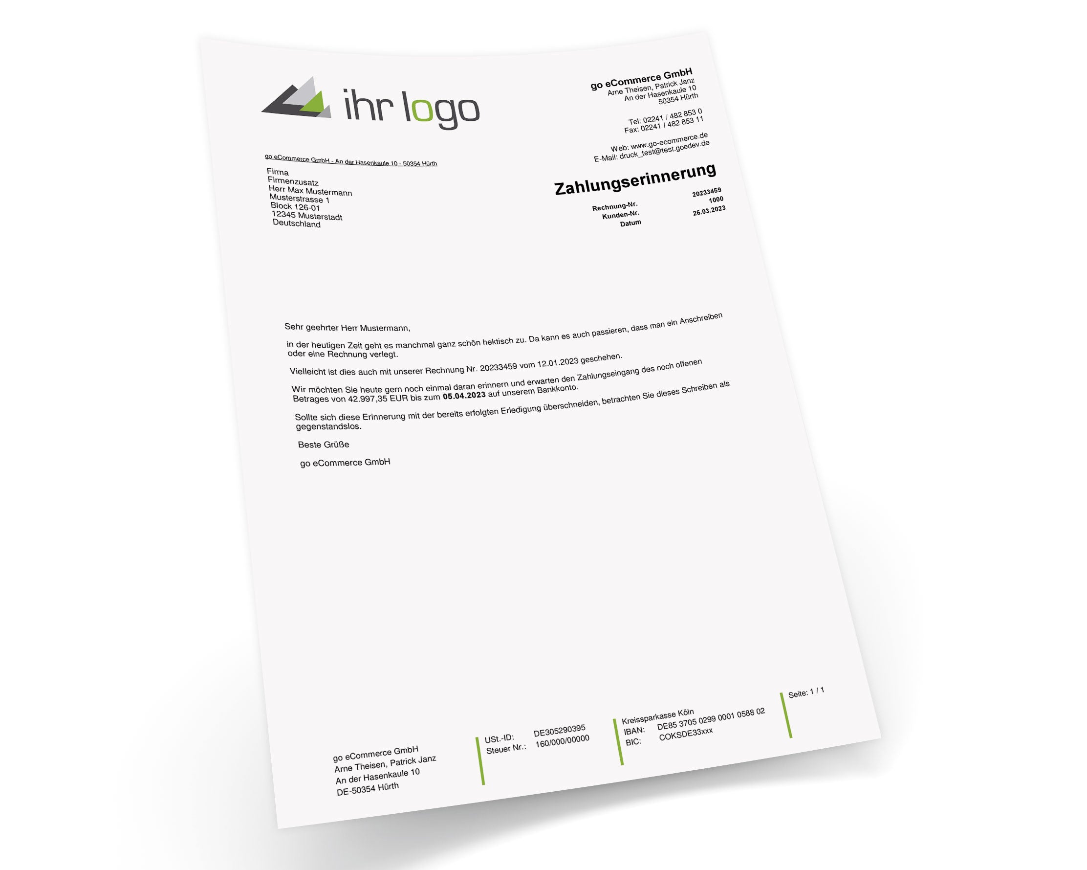 JTL Druckvorlagen (Set) MAHNUNG für JTL Wawi - FLEXIBLE 2.0