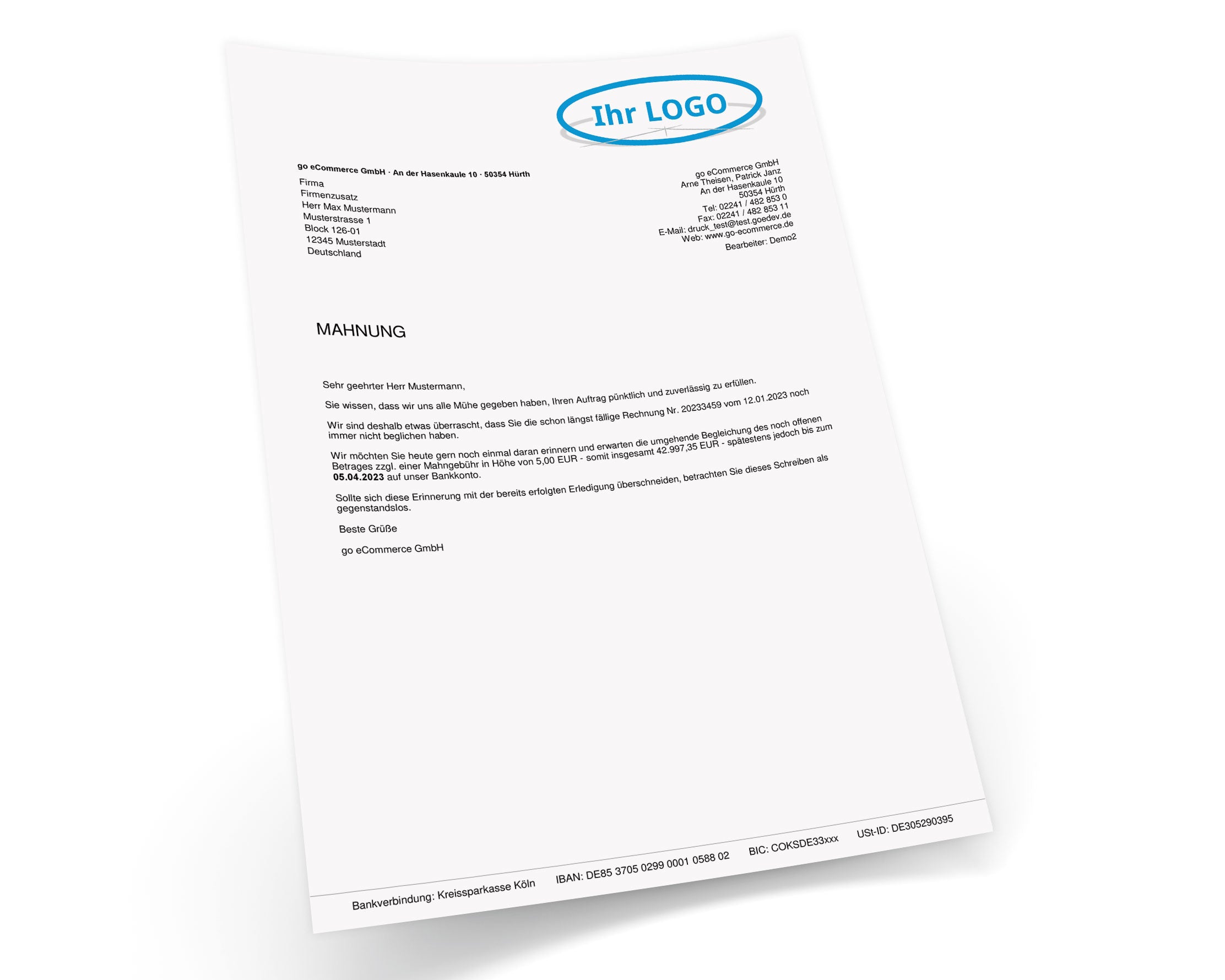 JTL Druckvorlagen (Set) MAHNUNG für JTL Wawi -BASIC 2.0