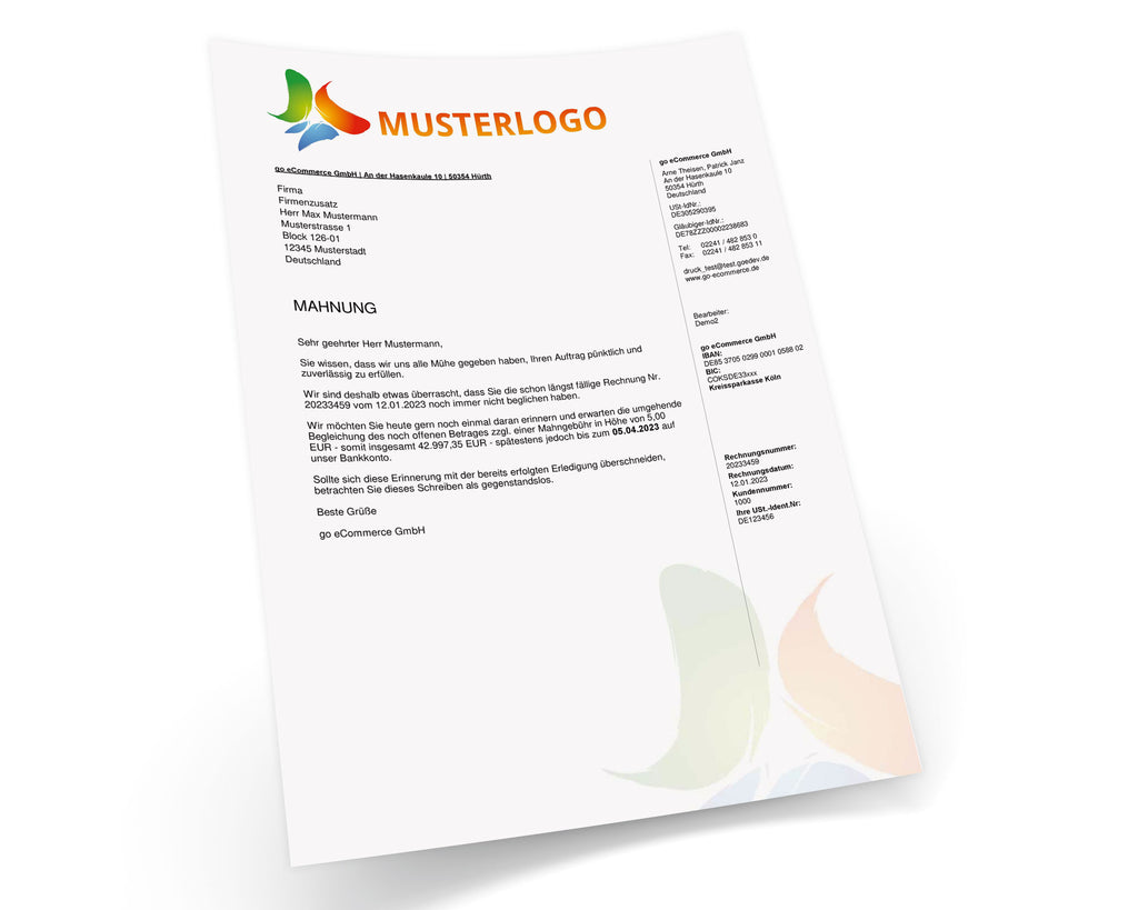 JTL Druckvorlagen (Set) MAHNUNG für JTL Wawi -BUSINESS 2.0