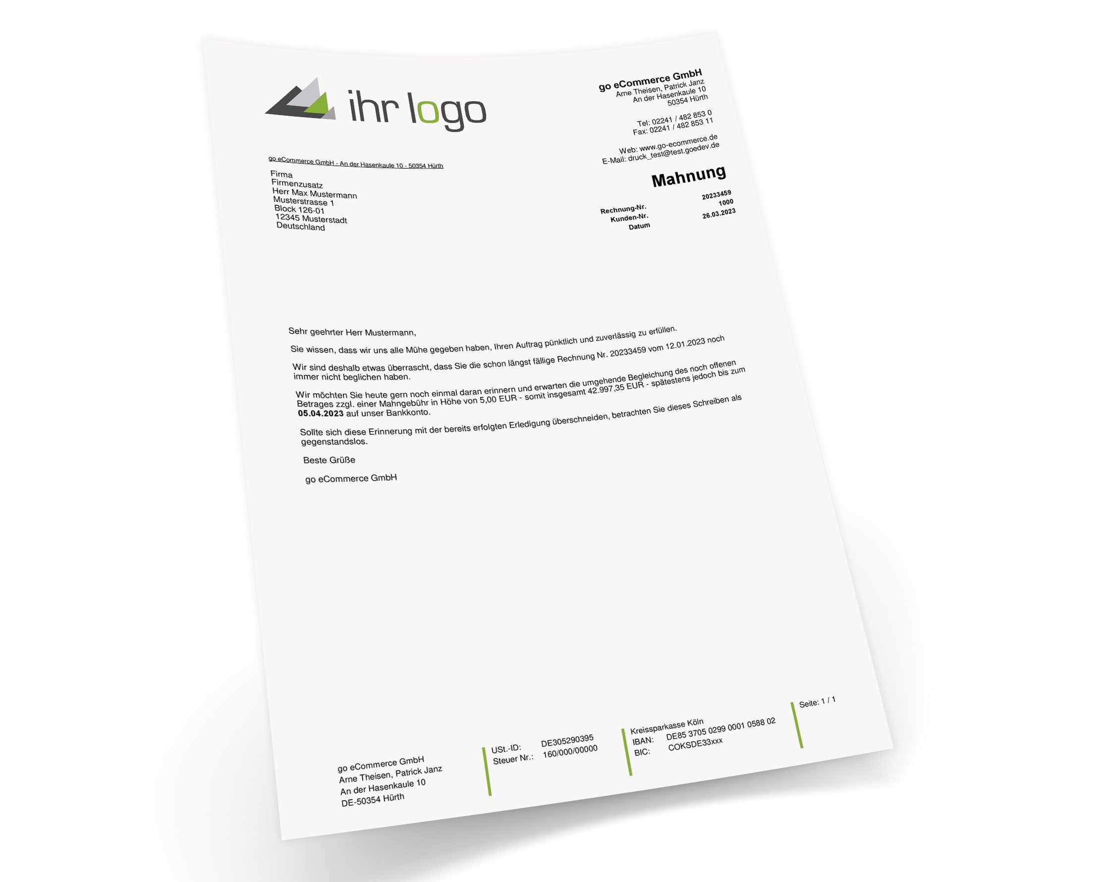 JTL Druckvorlagen (Set) MAHNUNG für JTL Wawi - FLEXIBLE 2.0