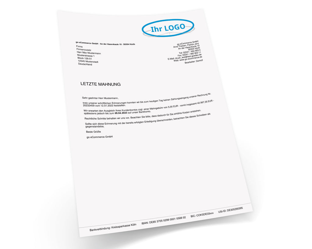 JTL Druckvorlagen (Set) MAHNUNG für JTL Wawi -BASIC 2.0