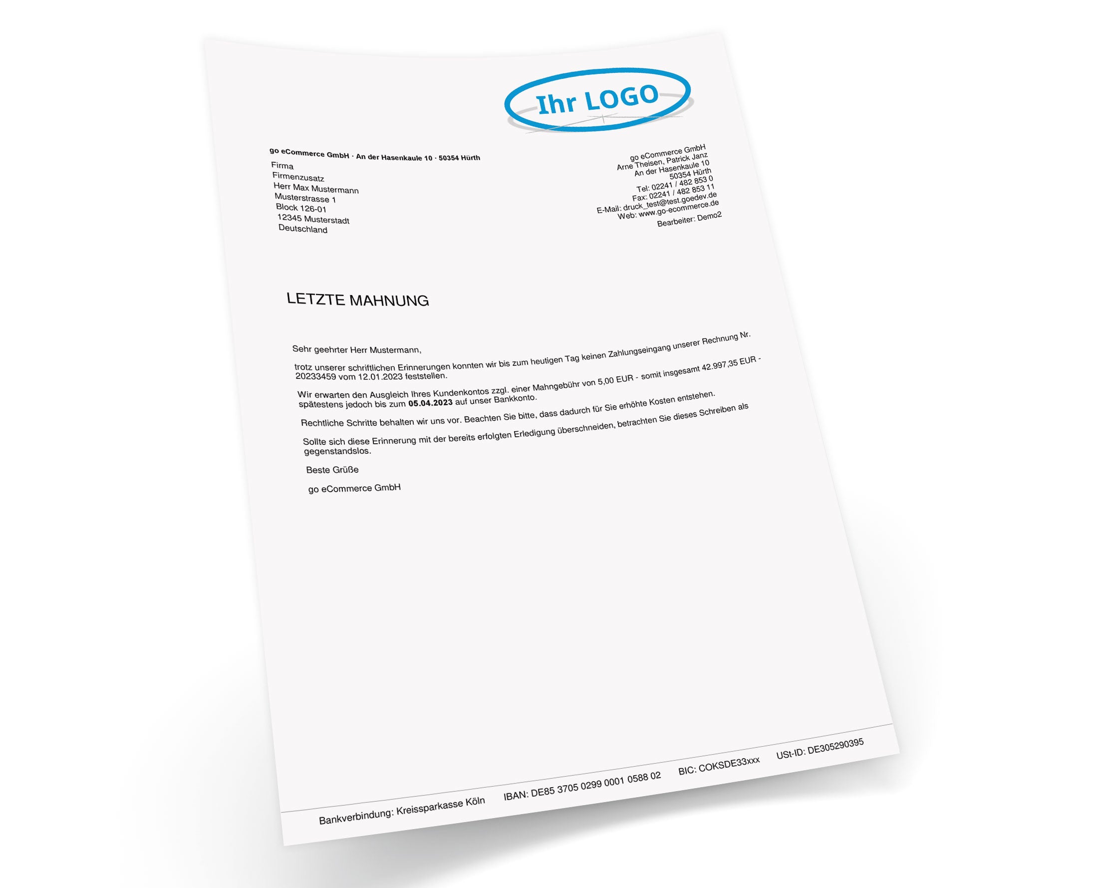 JTL Druckvorlagen (Set) MAHNUNG für JTL Wawi -BASIC 2.0