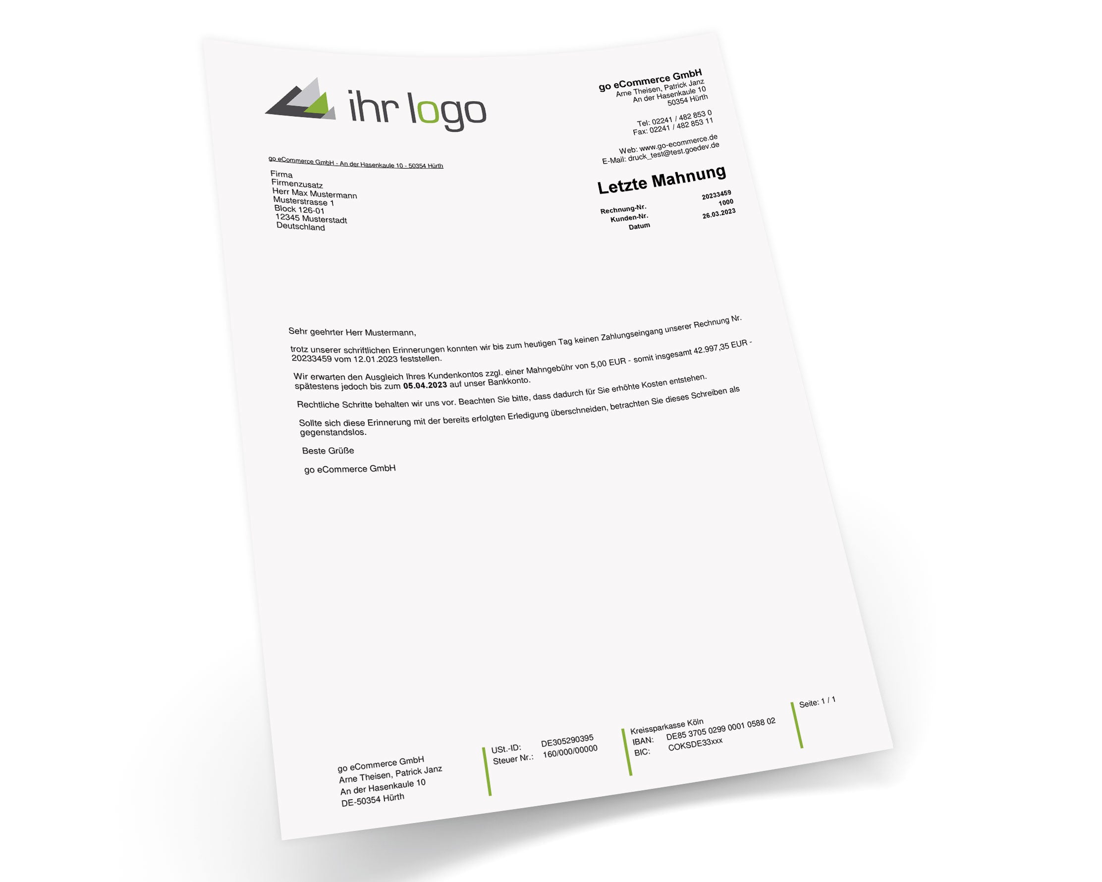 JTL Druckvorlagen (Set) MAHNUNG für JTL Wawi - FLEXIBLE 2.0