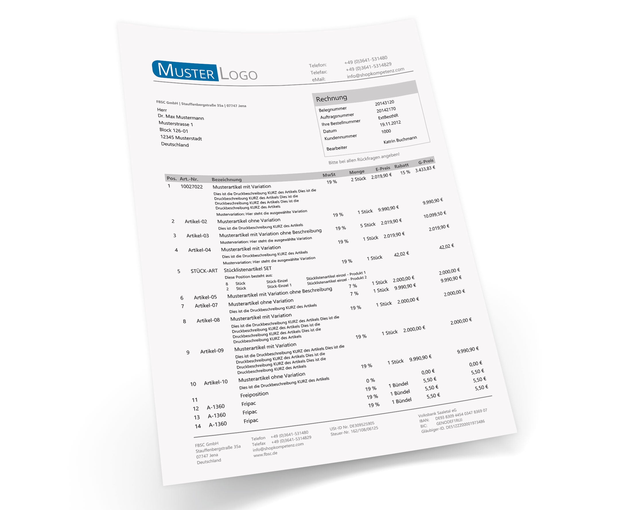 Druckvorlage RECHNUNG 2.0