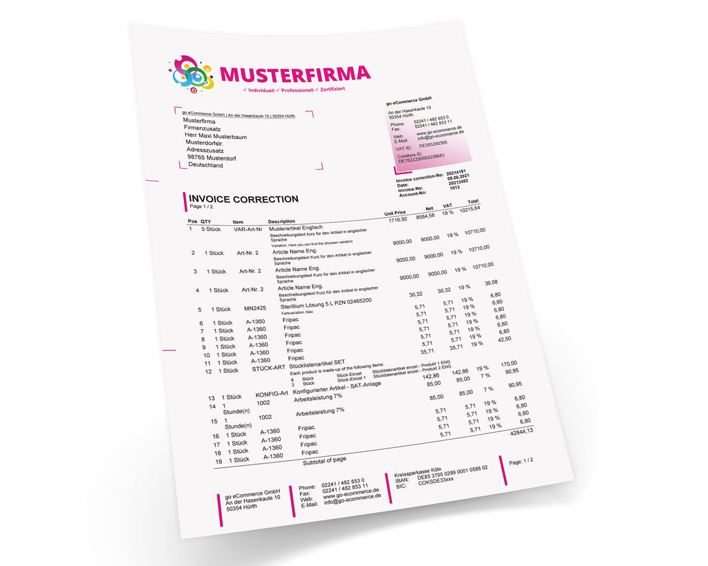 JTL Druckvorlagen (Set) CREATIV englisch 2.0