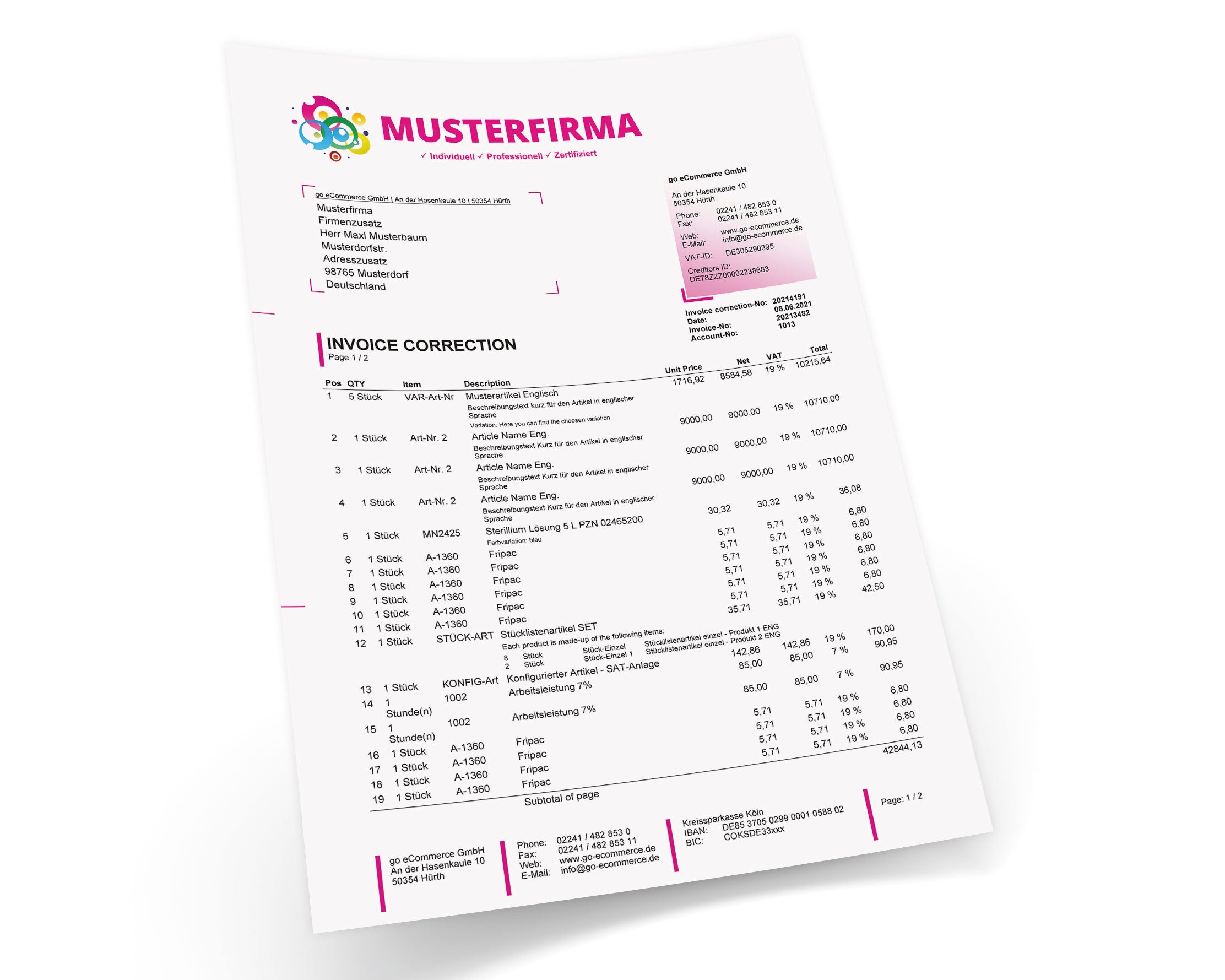 JTL Druckvorlagen (Set) CREATIV englisch 2.0