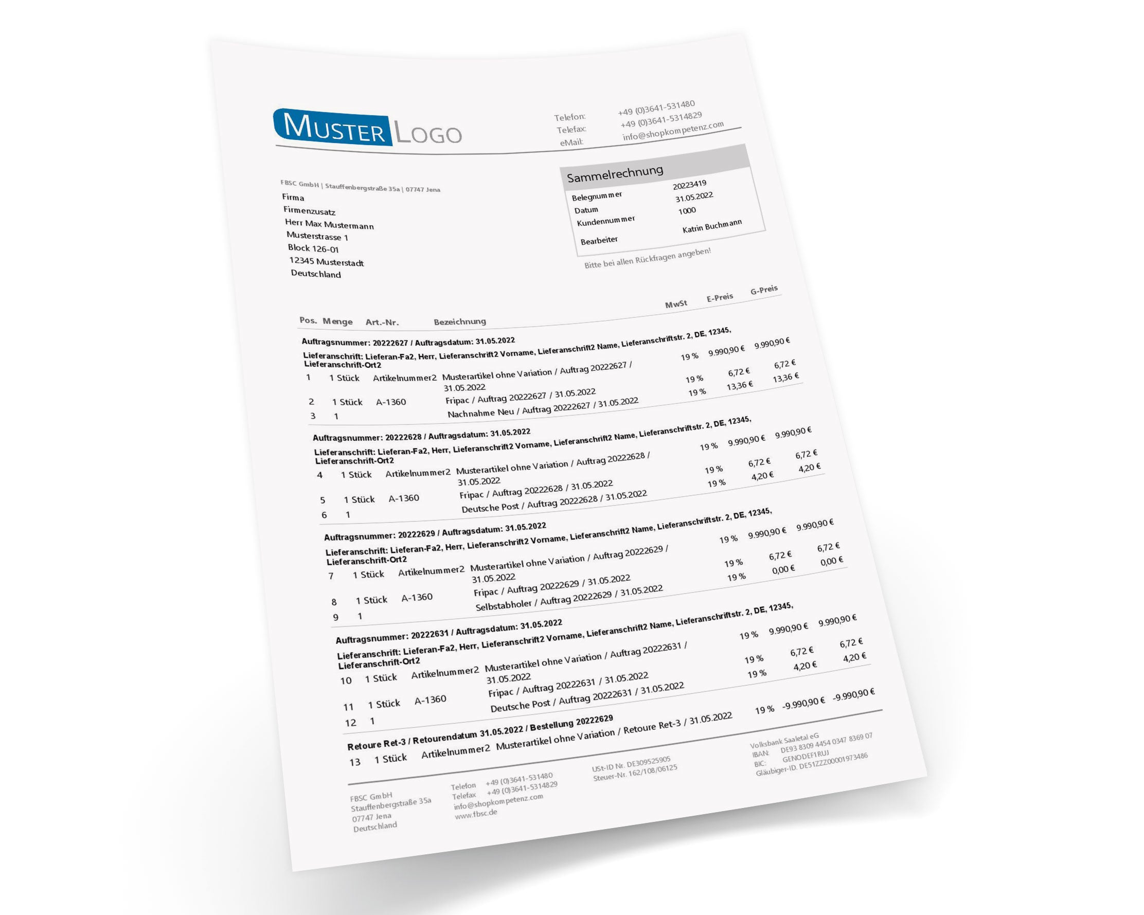 JTL Sammelrechnung für arpaTools Sammelrechnung