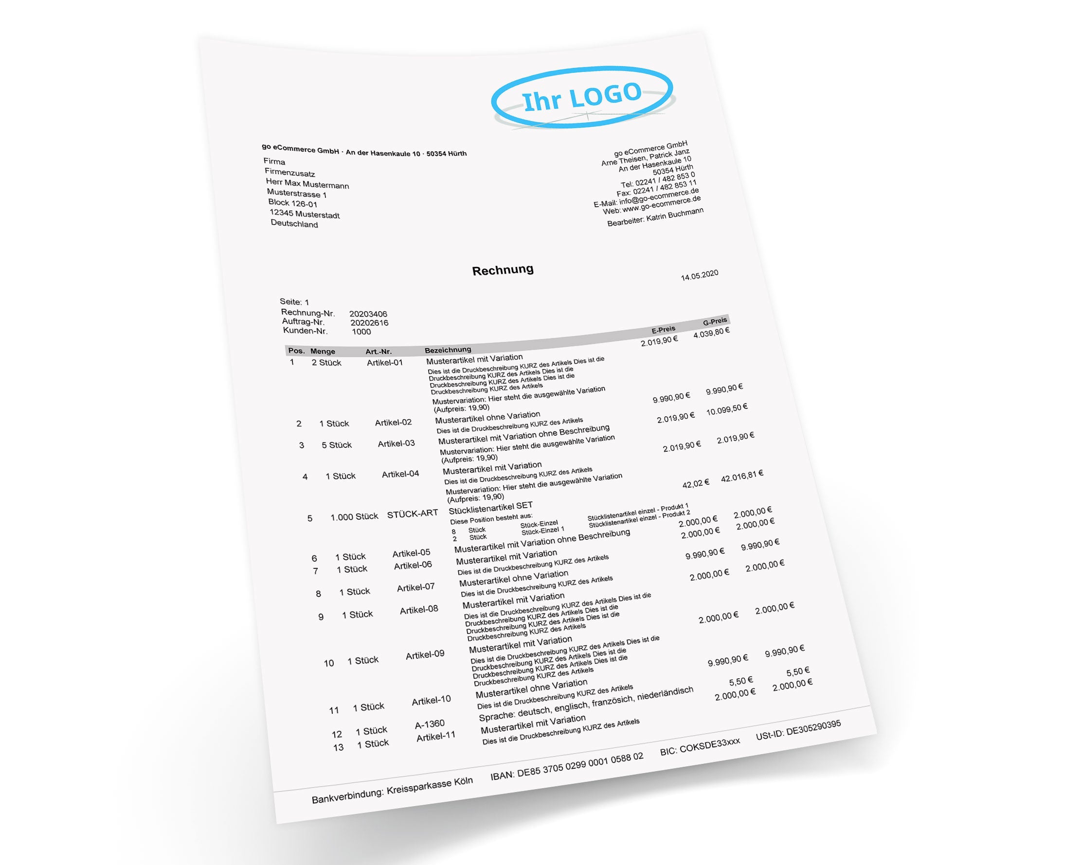 Druckvorlage RECHNUNG 2.0